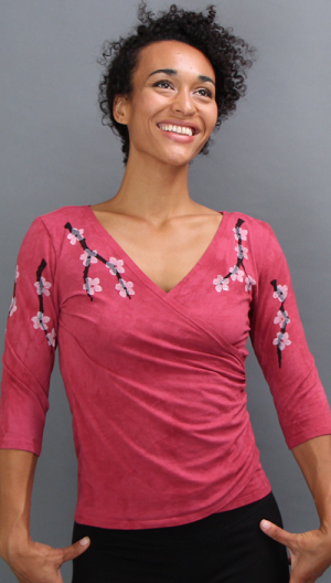 Cherry Blossom Faux Wrap Top