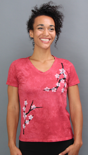 Cherry Blossom Short Sleeve V-neck