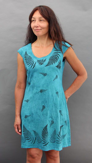 Ferns Aqua Cap Sleeve Dress
